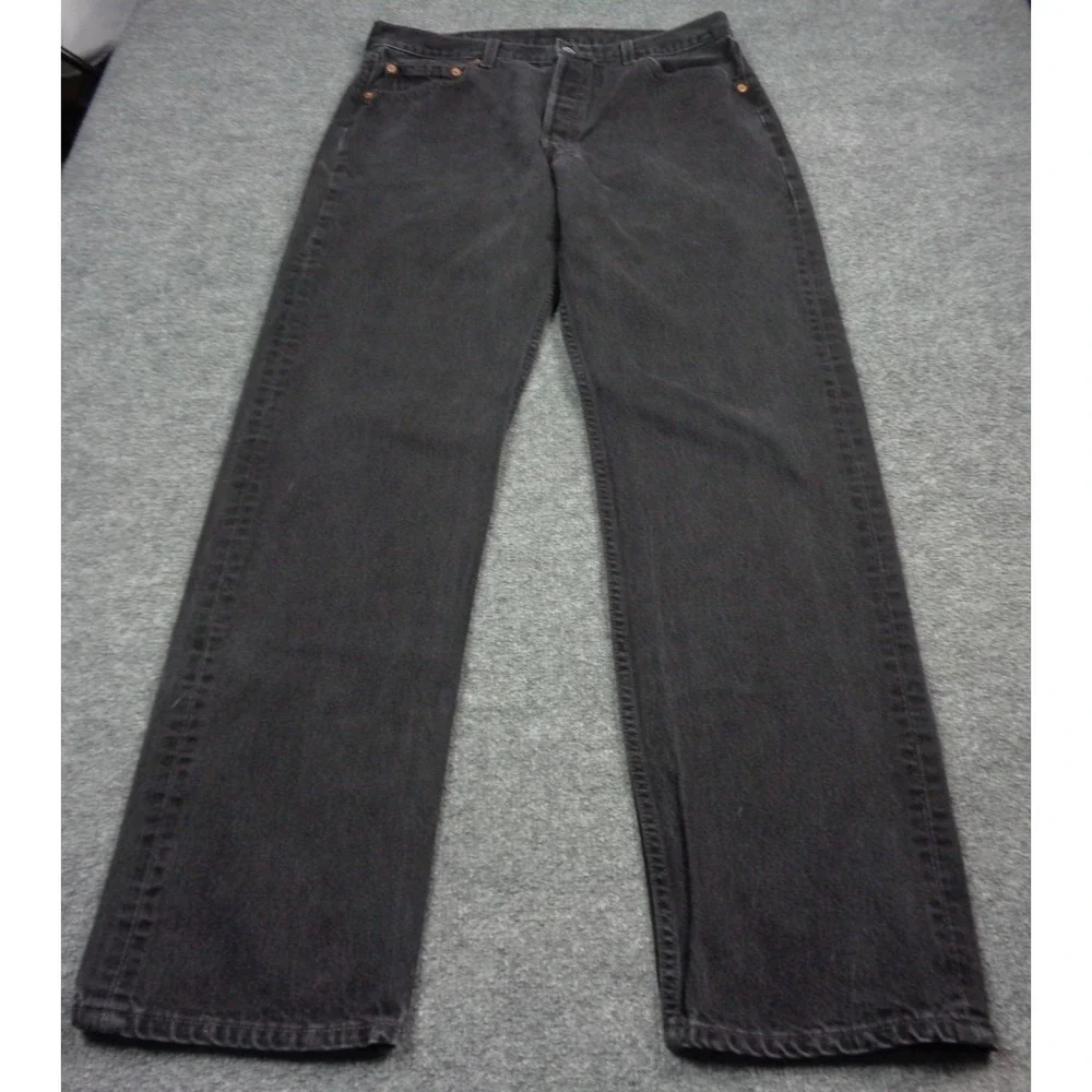 Vintage Levis 501 Jeans Mens 36x34 (34x34) Black Denim USA Made Washed 90s Faded